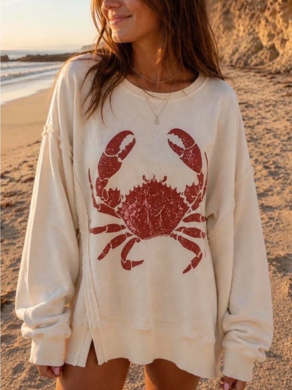 NWT We The Free Graphic Camden Pullover in Crab Print